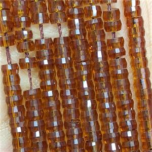 Coffee Crystal Glass Heishi Beads Faceted, approx 2-4mm