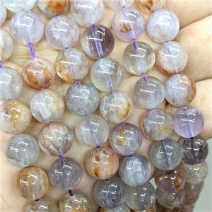 Natural Phantom Quartz Beads Purple Smooth Round, approx 10.5mm