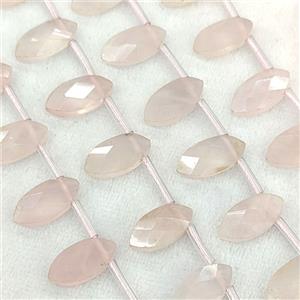 Natural Pink Rose Quartz Eye Beads Topdrilled Faceted, approx 8-16mm