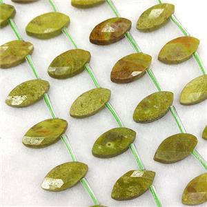 Natural Green Opal Eye Beads Topdrilled Faceted, approx 8-16mm