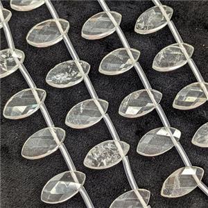 Natural Clear Quartz Eye Beads Topdrilled Faceted, approx 8-16mm
