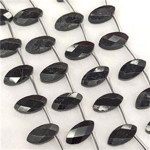 Natural Black Tourmaline Eye Beads Topdrilled Faceted, approx 8-16mm