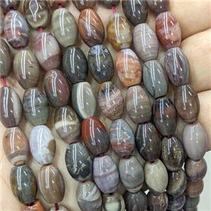 Natural Wood Petrified Jasper Rice Beads, approx 8-12mm