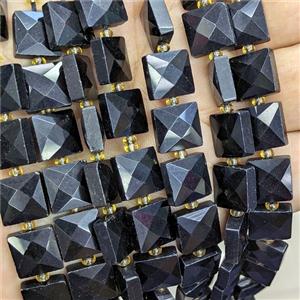 Black Obsidian Square Beads Faceted, approx 10mm