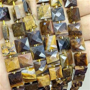 Tiger Eye Stone Square Beads Faceted, approx 10mm