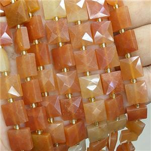 Red Aventurine Square Beads Faceted, approx 10mm