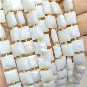 White Moonstone Square Beads Faceted, approx 10mm