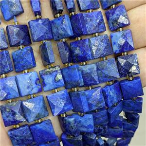 Blue Lapis Lazuli Square Beads Faceted, approx 10mm