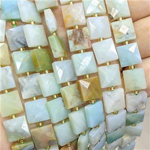 Chinese Amazonite Square Beads Faceted, approx 10mm