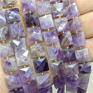 Purple Amethyst Square Beads Faceted, approx 10mm