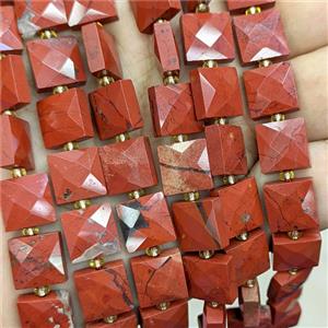 Red Jasper Square Beads Faceted, approx 10mm