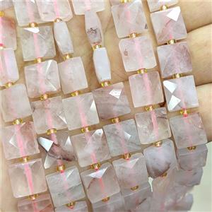 Pink Hematoid Quartz Square Beads Faceted, approx 10mm
