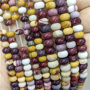 Natural Mookaite Beads Smooth Rondelle Multicolor, approx 5x8mm
