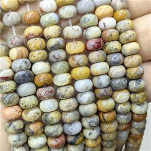 Natural Yellow Crazy Lace Agate Beads Smooth Rondelle, approx 4x6mm