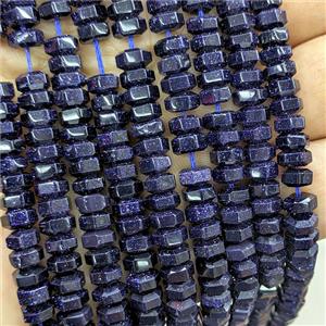Blue Sandstone Hexagon Beads, approx 6mm