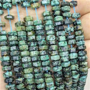 Natural African Turquoise Hexagon Beads Green, approx 6mm