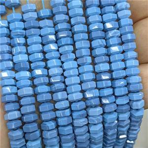 Natural Blue Magnesite Turquoise Hexagon Beads Dye, approx 6mm