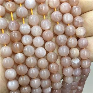 Natural Peach Sunstone Beads Smooth Round, approx 6mm