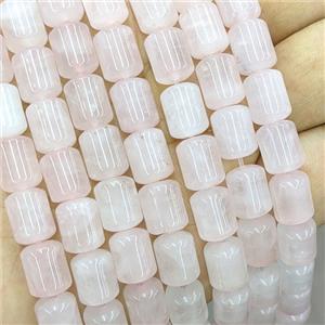Pink Rose Quartz Tube Beads, approx 8-10mm