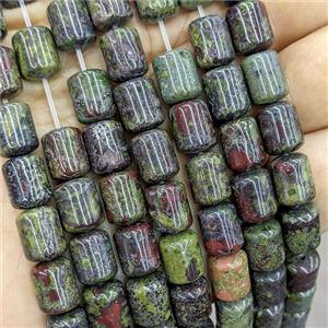 Natural Dragon Bloodstone Tube Beads, approx 8-10mm