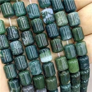 Natural Green Grass Agate Tube Beads, approx 8-10mm