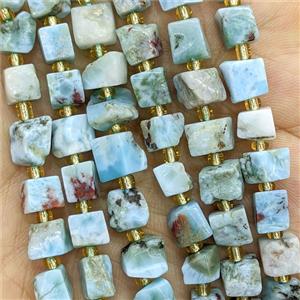 Natural Blue Larimar Cube Beads B-Grade, approx 6-8mm