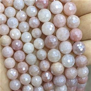 Peach Aventurine Beads Faceted Round Electroplated, approx 10mm