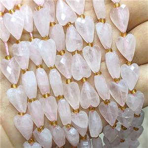 Natural Pink Rose Quartz Heart Beads Faceted, approx 9-13mm