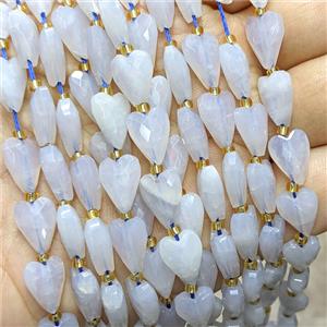 Natural Blue Scorolite Heart Beads Faceted, approx 9-13mm