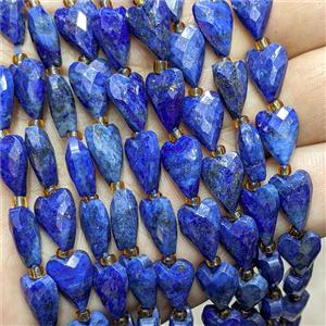 Natural Blue Lapis Lazuli Heart Beads Dye Faceted, approx 9-13mm
