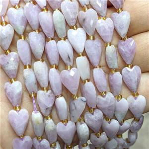 Natural Kunzite Heart Beads Faceted, approx 9-13mm