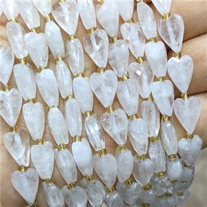Natural Clear Quartz Heart Beads Faceted, approx 9-13mm