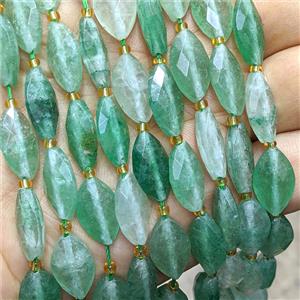 Natural Green Strawberry Quartz Horseeye Beads Faceted, approx 10-16mm