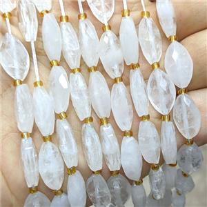 Natural Clear Quartz Horseeye Beads Faceted, approx 10-16mm