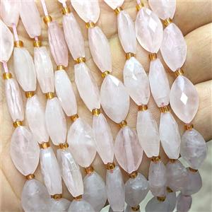 Natural Pink Rose Quartz Horseeye Beads Faceted, approx 10-16mm