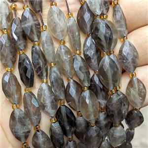 Natural Smoky Quartz Horseeye Beads Faceted, approx 10-16mm