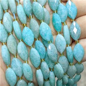 Natural Green Amazonite Horseeye Beads Faceted, approx 10-16mm