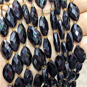 Natural Black Obsidian Horseeye Beads Faceted, approx 10-16mm