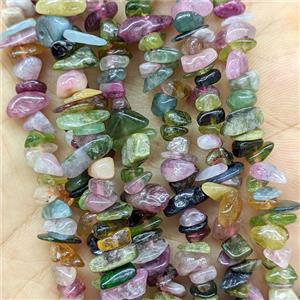 Natural Tourmaline Chips Beads Freeform Multicolor, approx 5-8mm