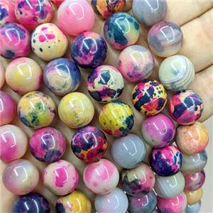 Natural Agate Beads Multicolor Dye Smooth Round, approx 14mm
