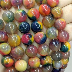 Natural Agate Beads Multicolor Dye Smooth Round, approx 14mm