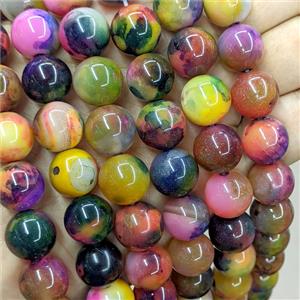 Natural Agate Beads Multicolor Dye Smooth Round, approx 14mm
