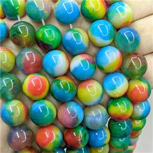 Natural Agate Beads Multicolor Dye Smooth Round, approx 14mm