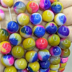 Natural Agate Beads Multicolor Dye Smooth Round, approx 14mm