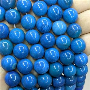 Natural Agate Beads Blue Dye Smooth Round, approx 14mm