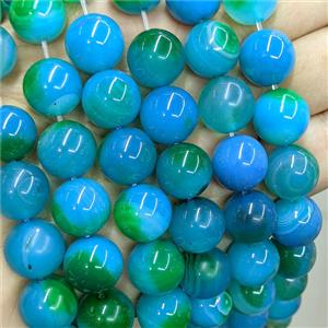 Natural Agate Beads Blue Dye Smooth Round, approx 14mm