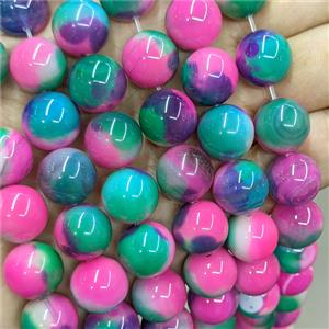 Natural Agate Beads Multicolor Dye Smooth Round, approx 14mm