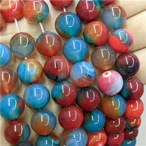 Natural Agate Beads Multicolor Dye Smooth Round, approx 14mm