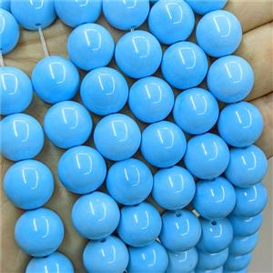 Natural Agate Beads Blue Dye Smooth Round, approx 14mm