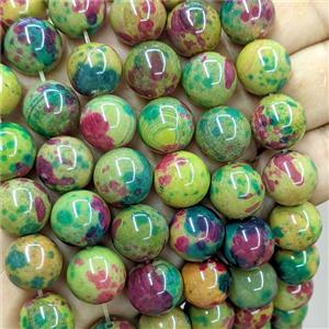 Natural Agate Beads Green Dye Smooth Round, approx 14mm